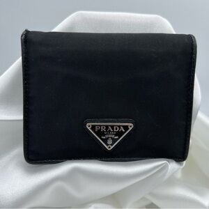 PRADA Nylon and Leather Bifold Wallet EUC